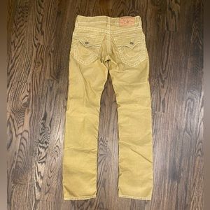 True Religion Corduroy Pants Yellow Tan Skate Relax Jean Boot Cut